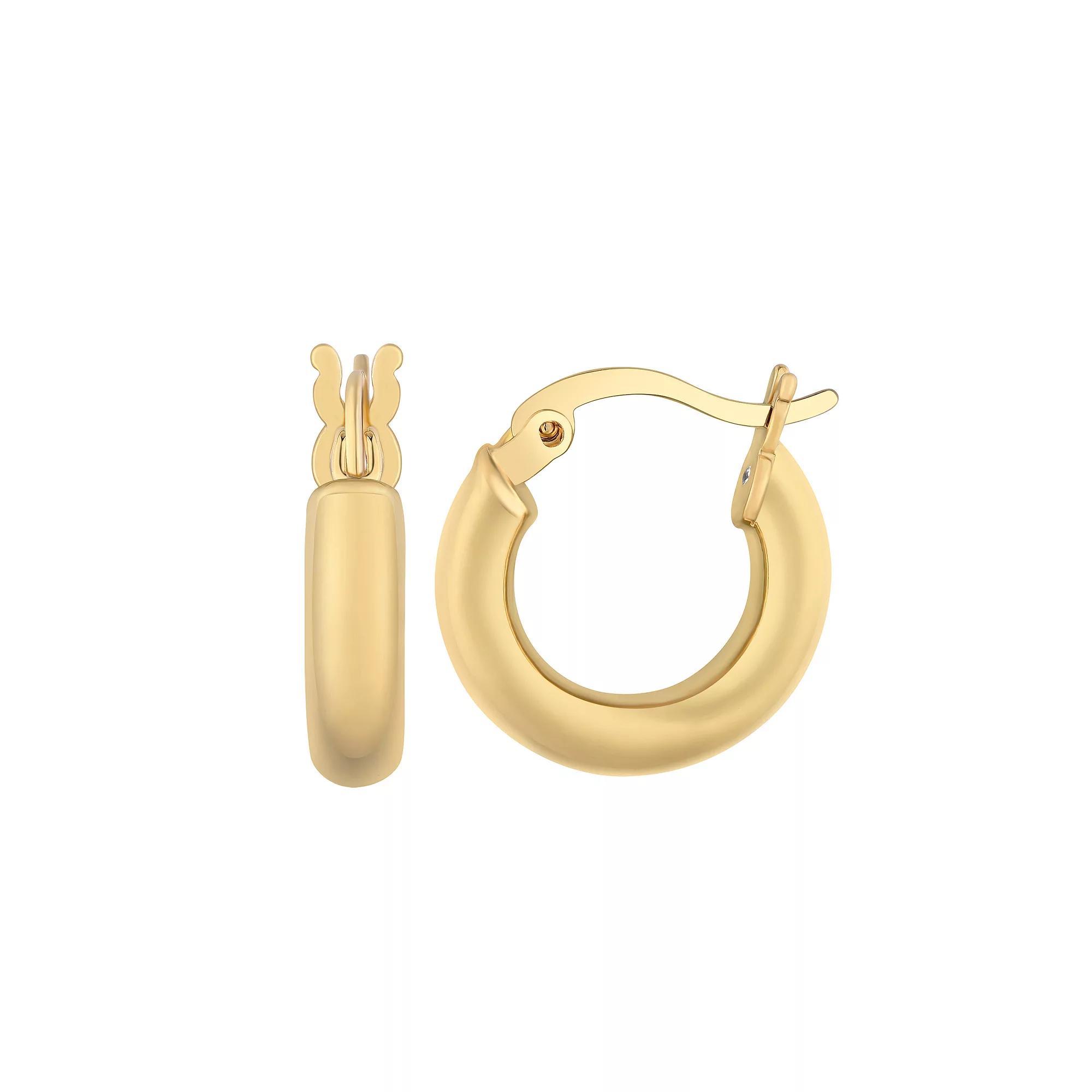 Taylor Grace 14k Gold Plated Huggie Hoop Earrings, Women's, Gold Tone Product Image