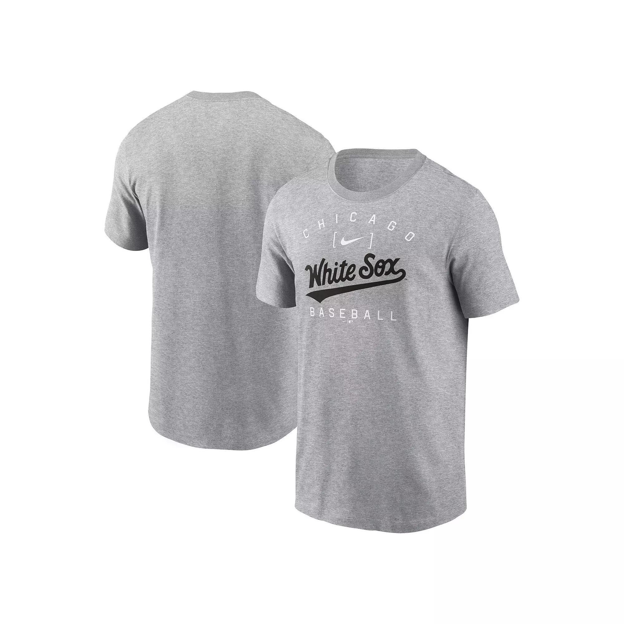 Men's Nike Heather Gray Chicago White Sox Home Team Athletic Arch T-Shirt, Size: Medium, Grey Product Image