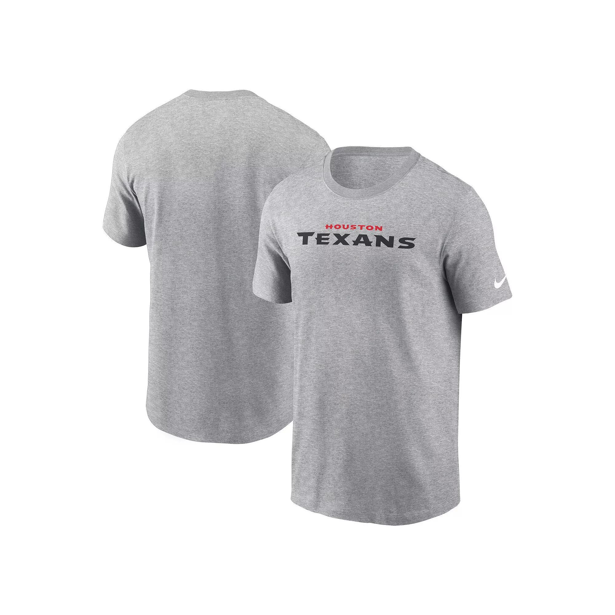 Men's Nike Heather Gray Houston Texans Primetime Wordmark Essential T-Shirt, Size: 2XL, Grey Product Image