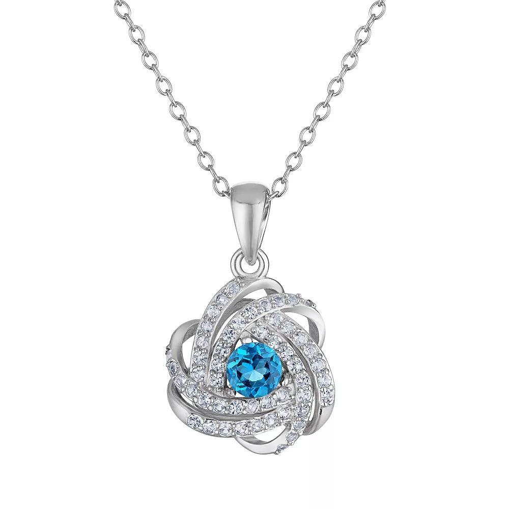 Designs by Gioelli Sterling Silver Gemstone Love Knot Pendant Necklace, Womens, Cr Red Product Image