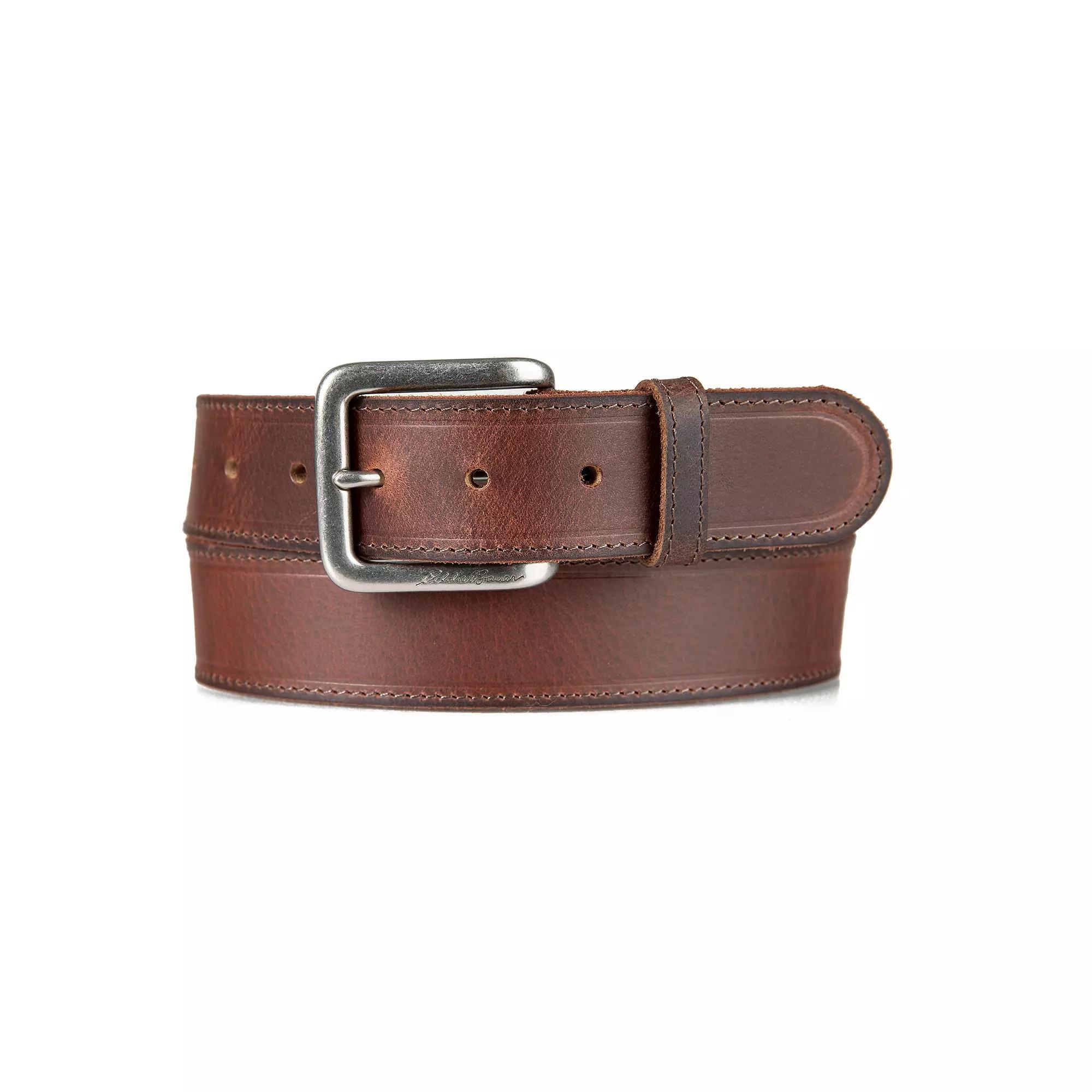 Men's Eddie Bauer 1.45-in. Rugged Leather Belt with Stretch Tab, Size: Medium Product Image