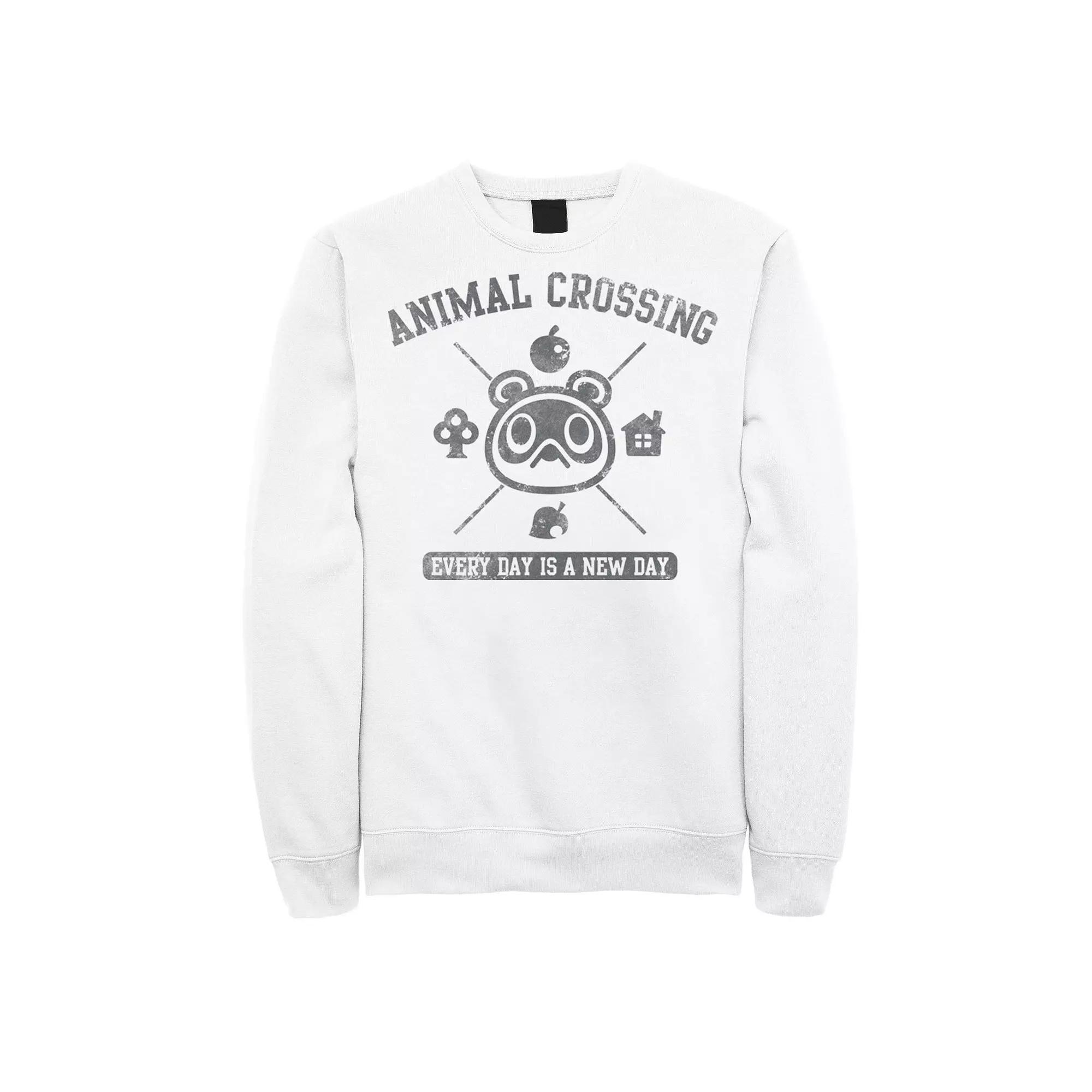 Men's Nintendo Animal Crossing Everyday Is A New Day Logo Sweatshirt, Size: XXL, White Product Image