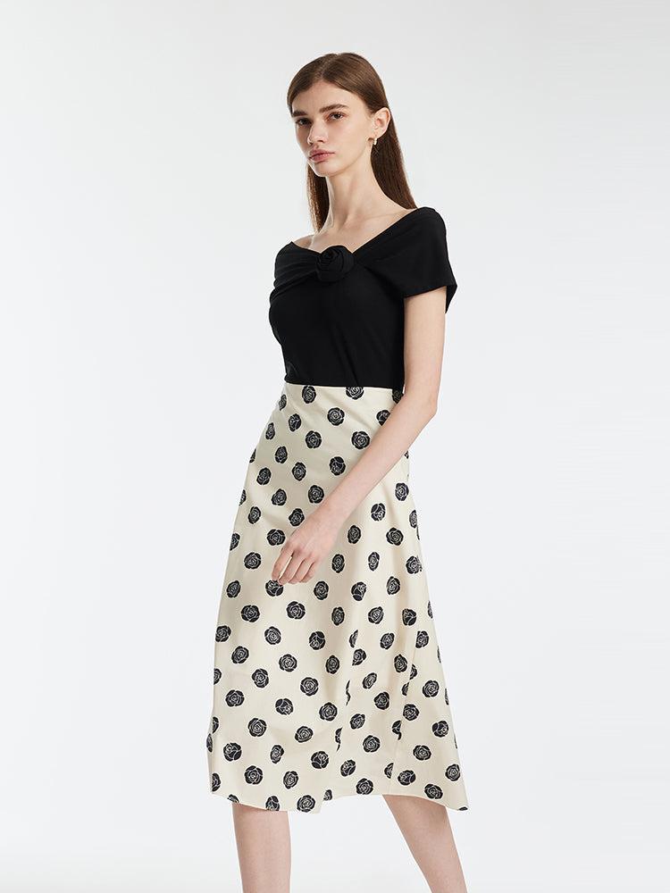 Off Shoulder 3D Rose Knotted Top And Half Skirt Two-Piece Set Product Image