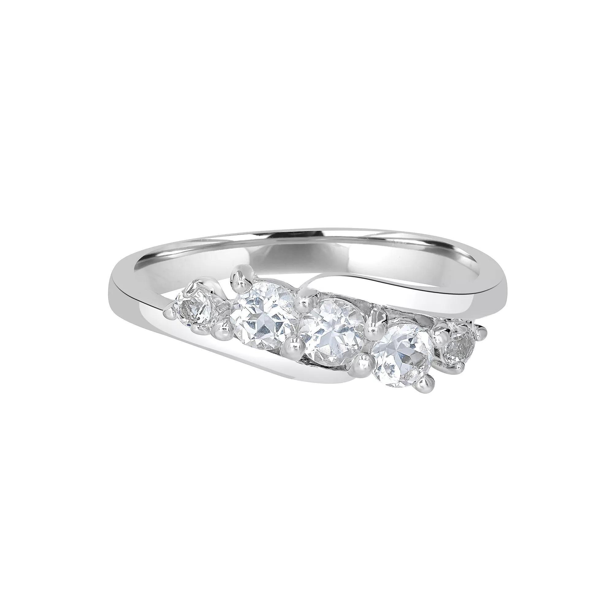 Gemistry Sterling Silver Stone Wave Ring, Womens White Topaz Product Image