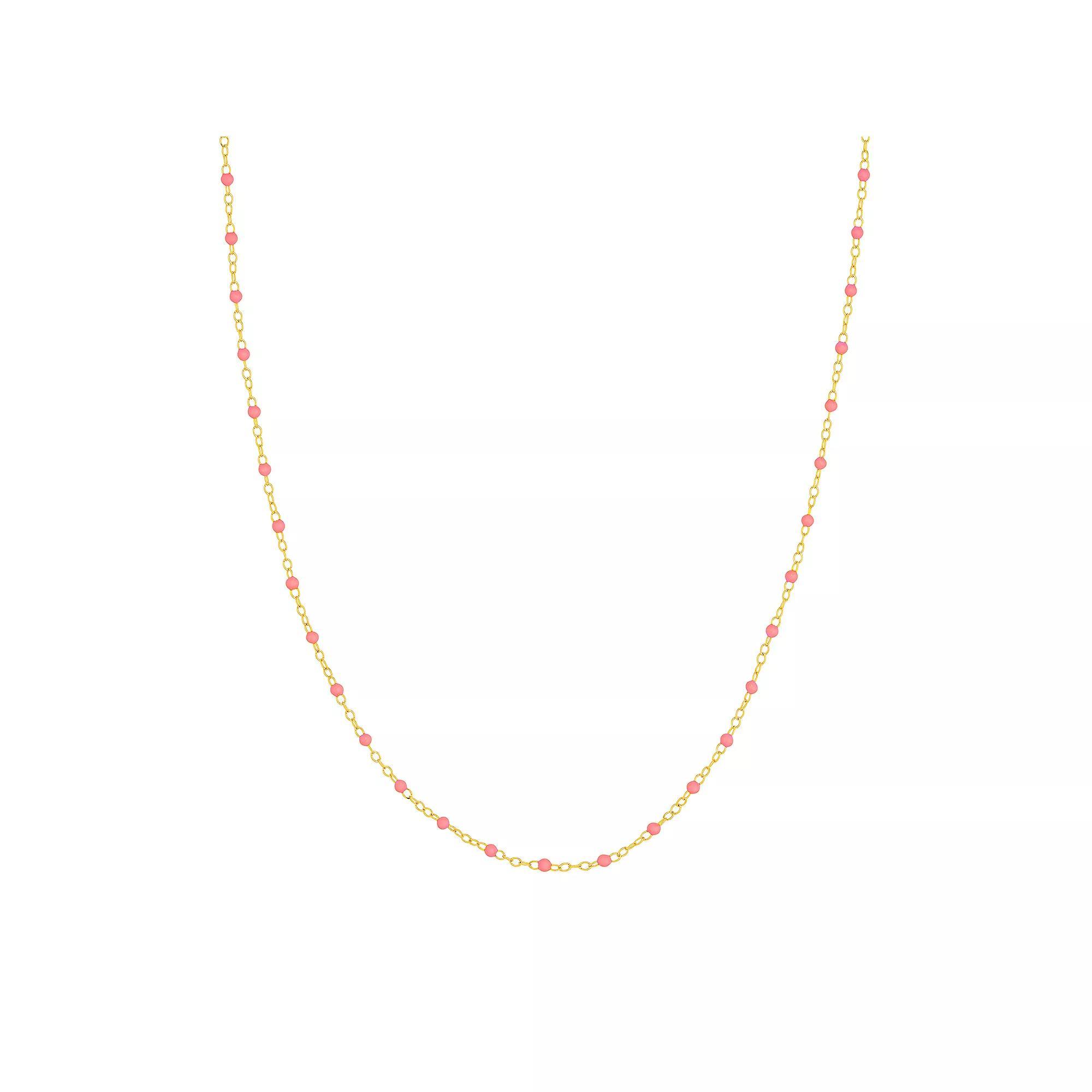 Color Romance 14k Gold Colored Enamel Bead Adjustable Necklace, Womens Product Image