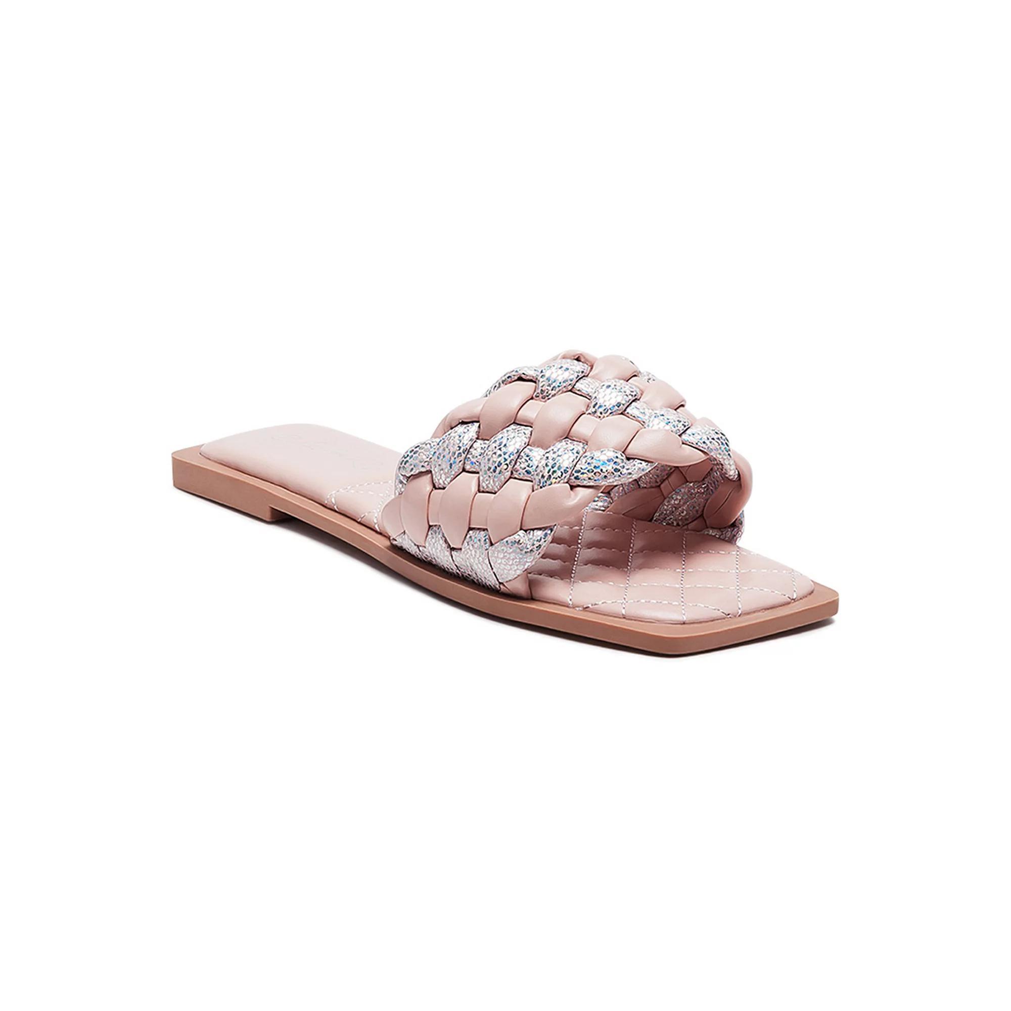 London Rag Allium Womens Metallic Woven Slide Sandals Product Image