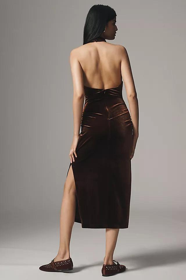 BHLDN Holly Halter Stretch Velvet Midi Dress Product Image