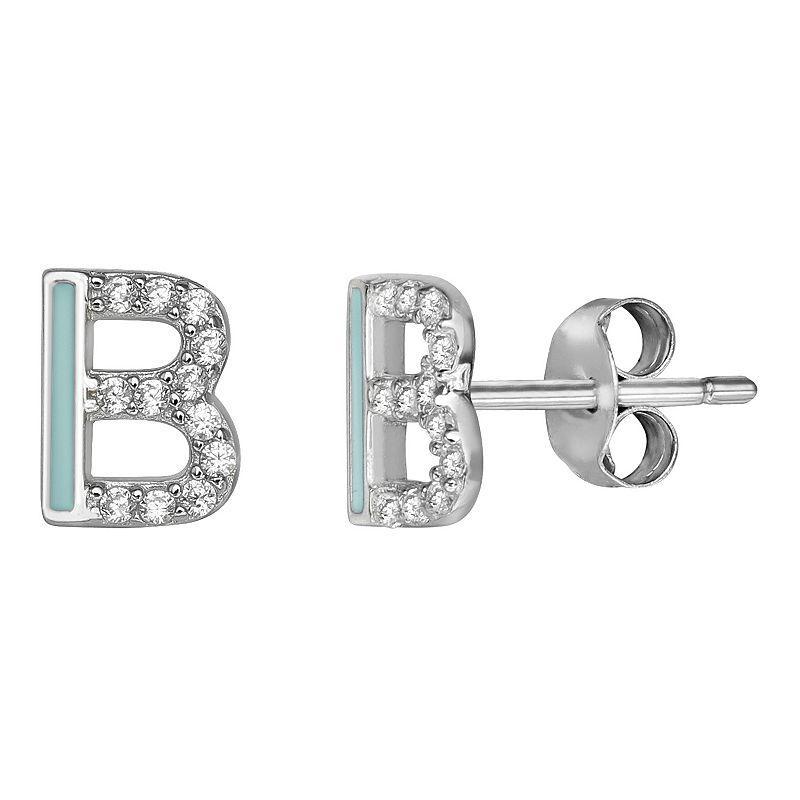 PRIMROSE Sterling Silver Cubic Zirconia Initial Stud Earrings, Women's, Orange K Product Image
