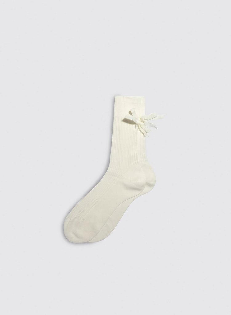 Maria La Rosa Cotton Ribbed Velvet Bow Socks Product Image