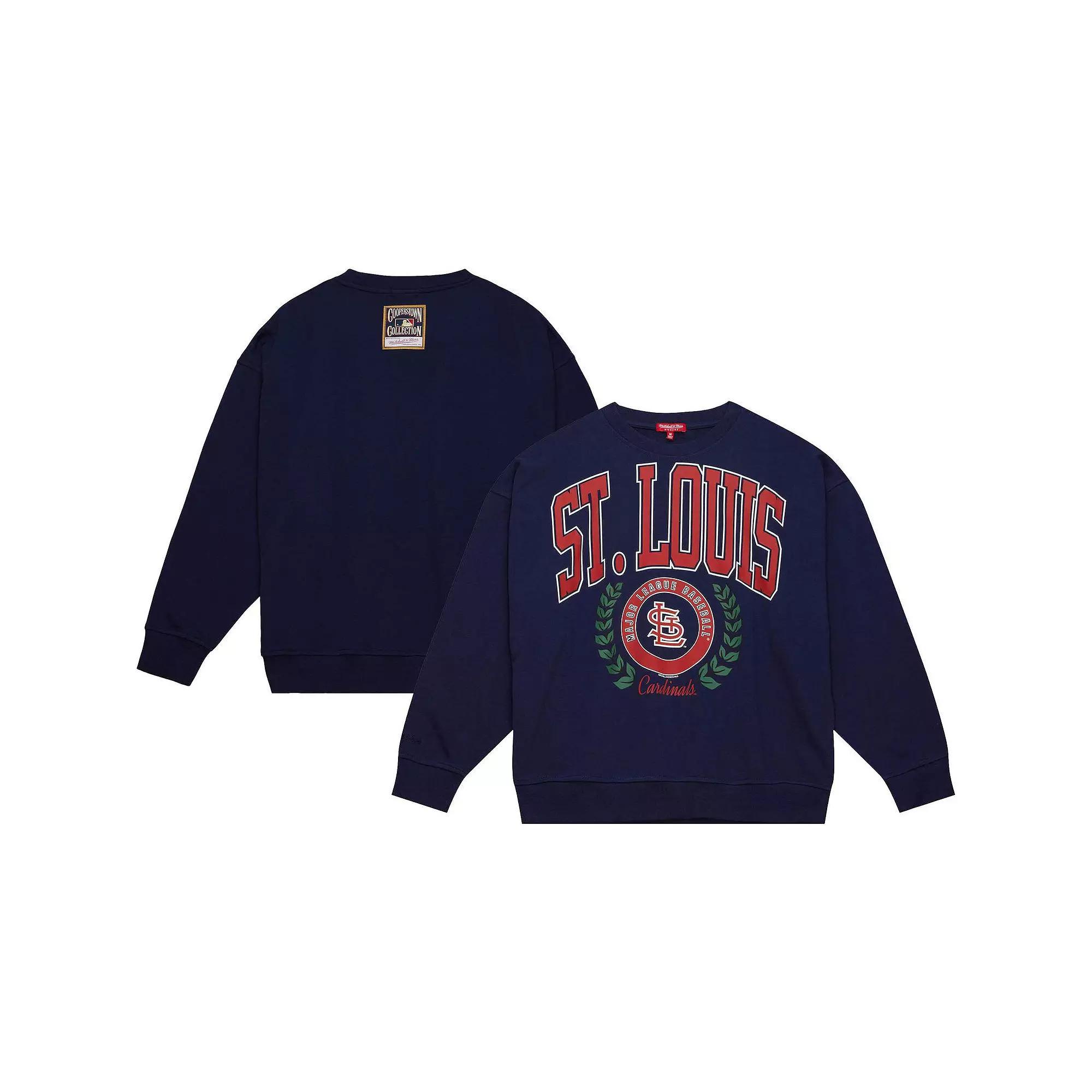 Women's Mitchell & Ness Navy St. Louis Cardinals Logo Lt 2.0 Pullover Sweatshirt, Size: Small, Blue Product Image