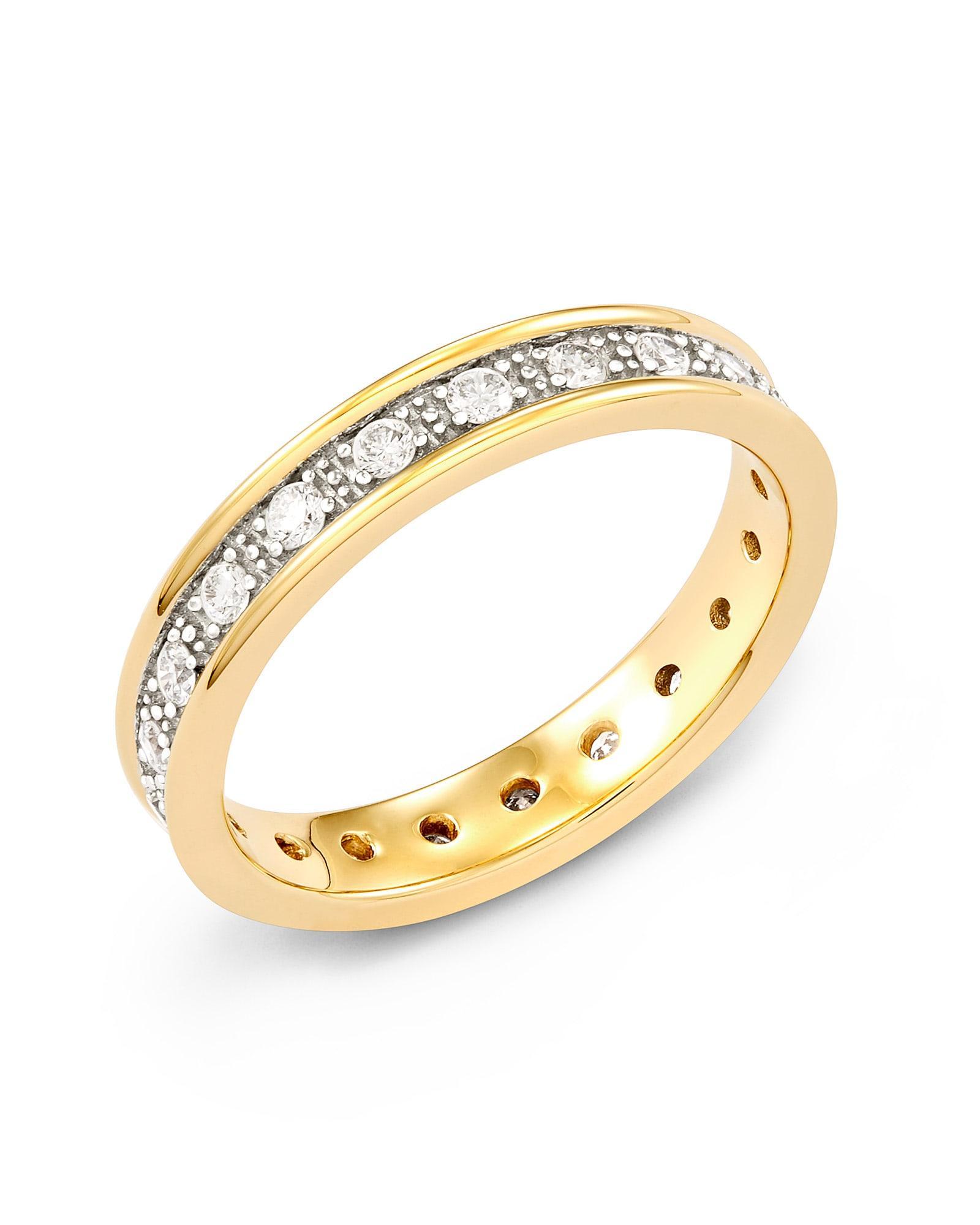 Drew 14k White Gold Band Ring in White Diamond Product Image