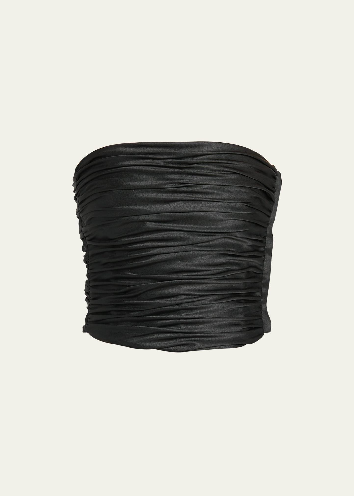 Strapless Ruched Bustier Silk Top Product Image
