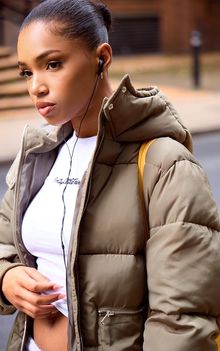 Khaki Hooded Maxi Puffer Coat Product Image