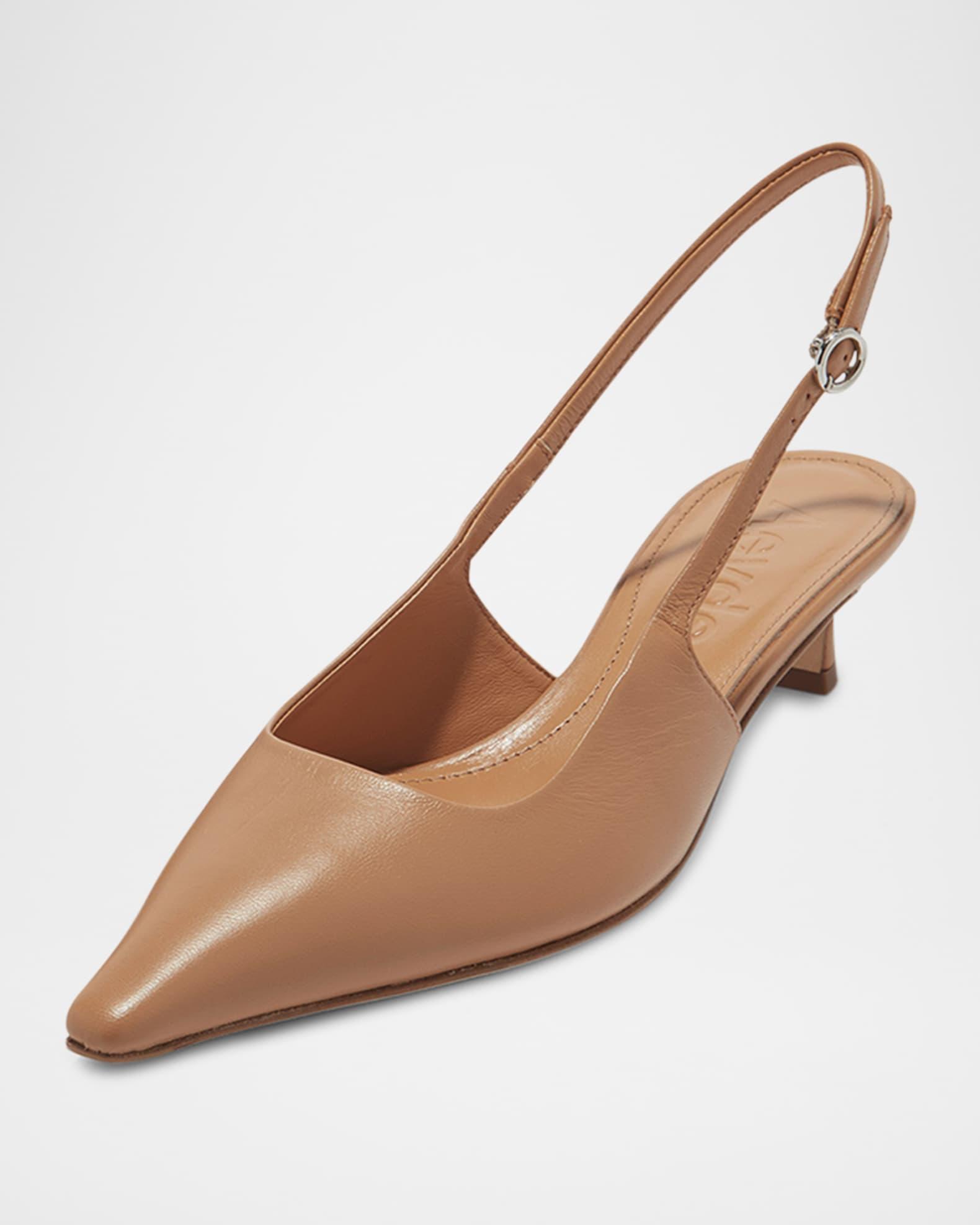 Catrina Leather Kitten-Heel Slingback Pumps Product Image