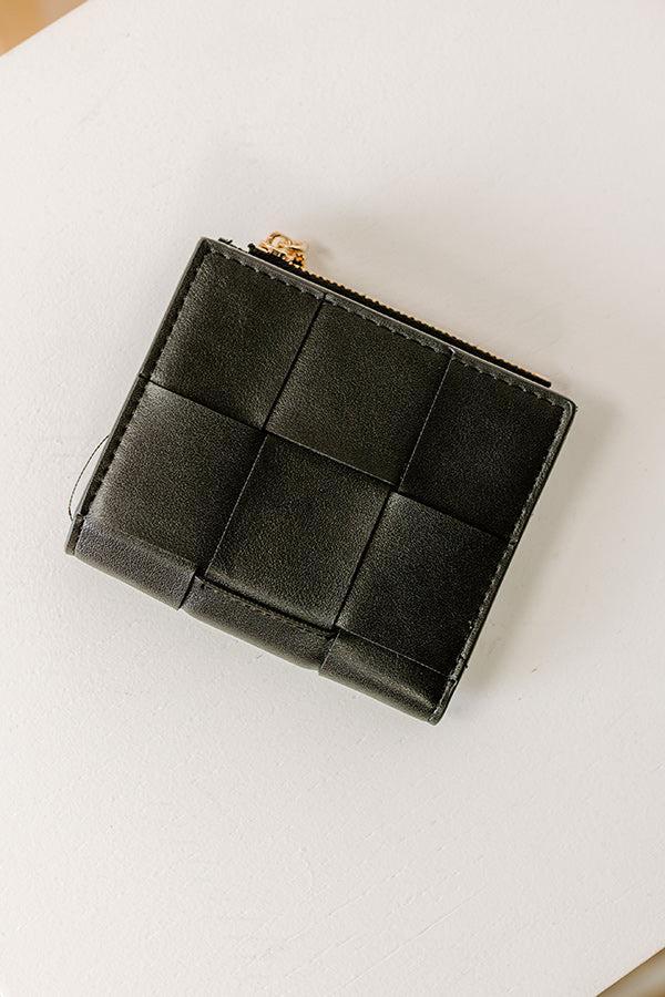 Amelie Faux Leather Woven Wallet in Black Product Image
