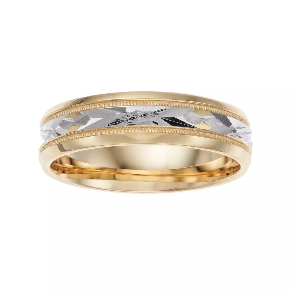 AXL 14k Gold Beveled Engraved Inlay Wedding Band, Women's, Size: 9, Yellow Product Image