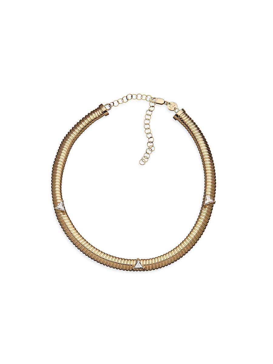 Womens Crystal 18K-Gold-Plated & White Sapphire Choker Product Image