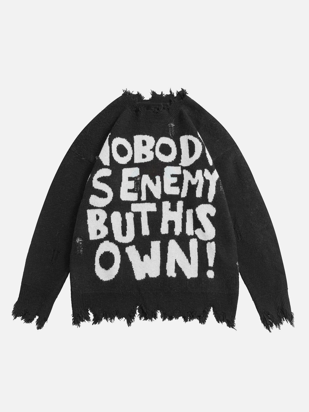 Aelfric Eden Letters Ripped Hole Sweater Product Image
