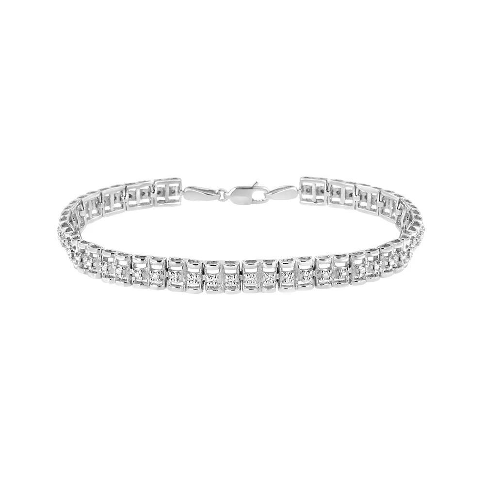Haus of Brilliance Sterling Silver 1/10 Carat T.W. Diamond Double-Link Rolex Tennis Bracelet, Women's, Size: 7.25" Product Image