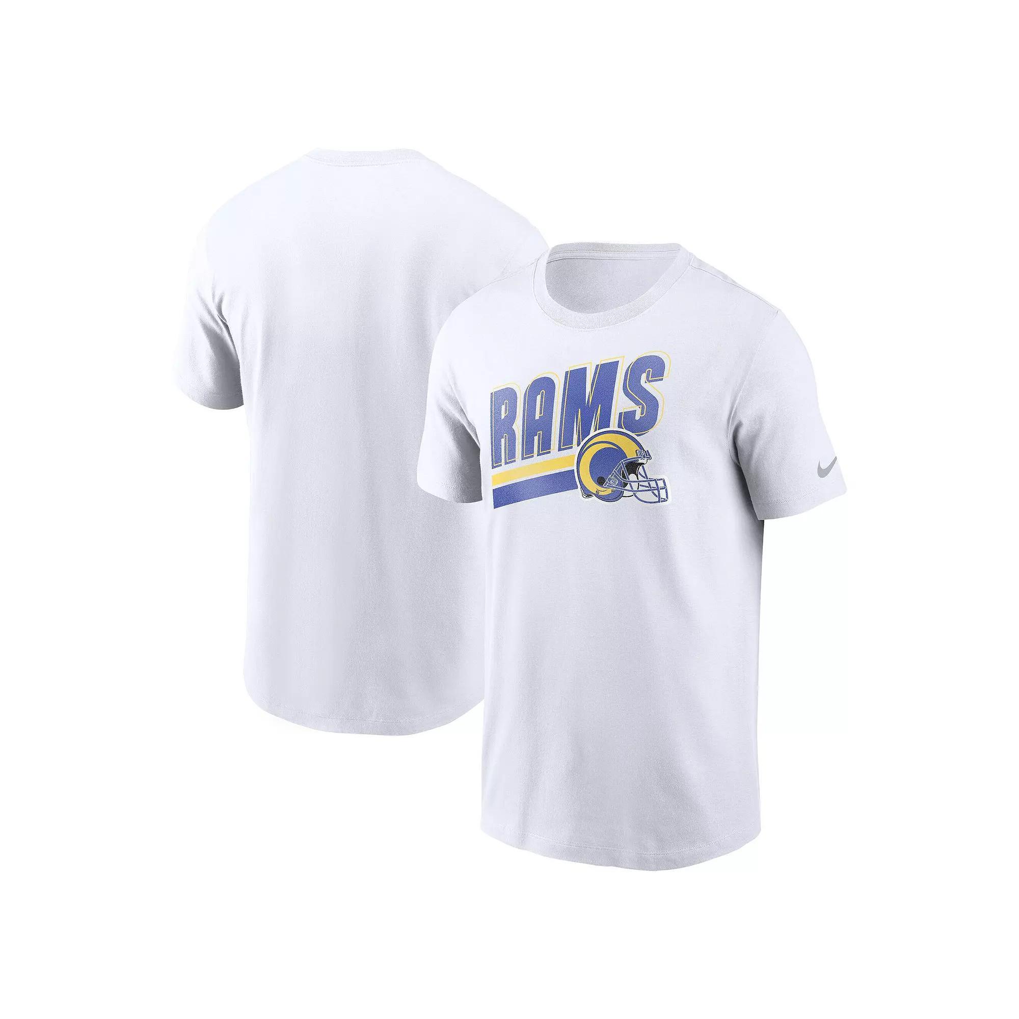 Men's Nike White Los Angeles Rams Essential Blitz Lockup T-Shirt, Size: Large Product Image