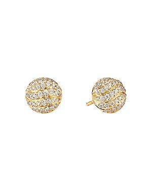 Womens Cable Collectibles Stud Earrings in 18K Yellow Gold with Diamonds, 8mm Product Image