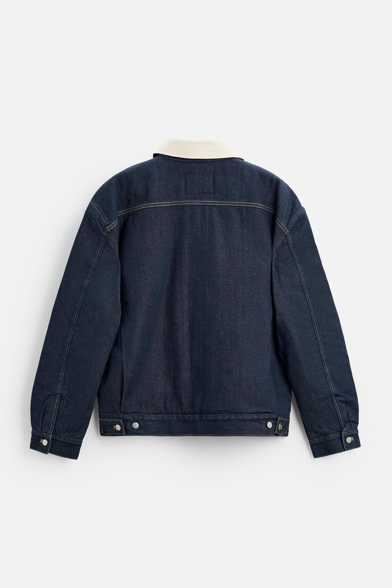 CONTRAST COLLAR DENIM JACKET Product Image
