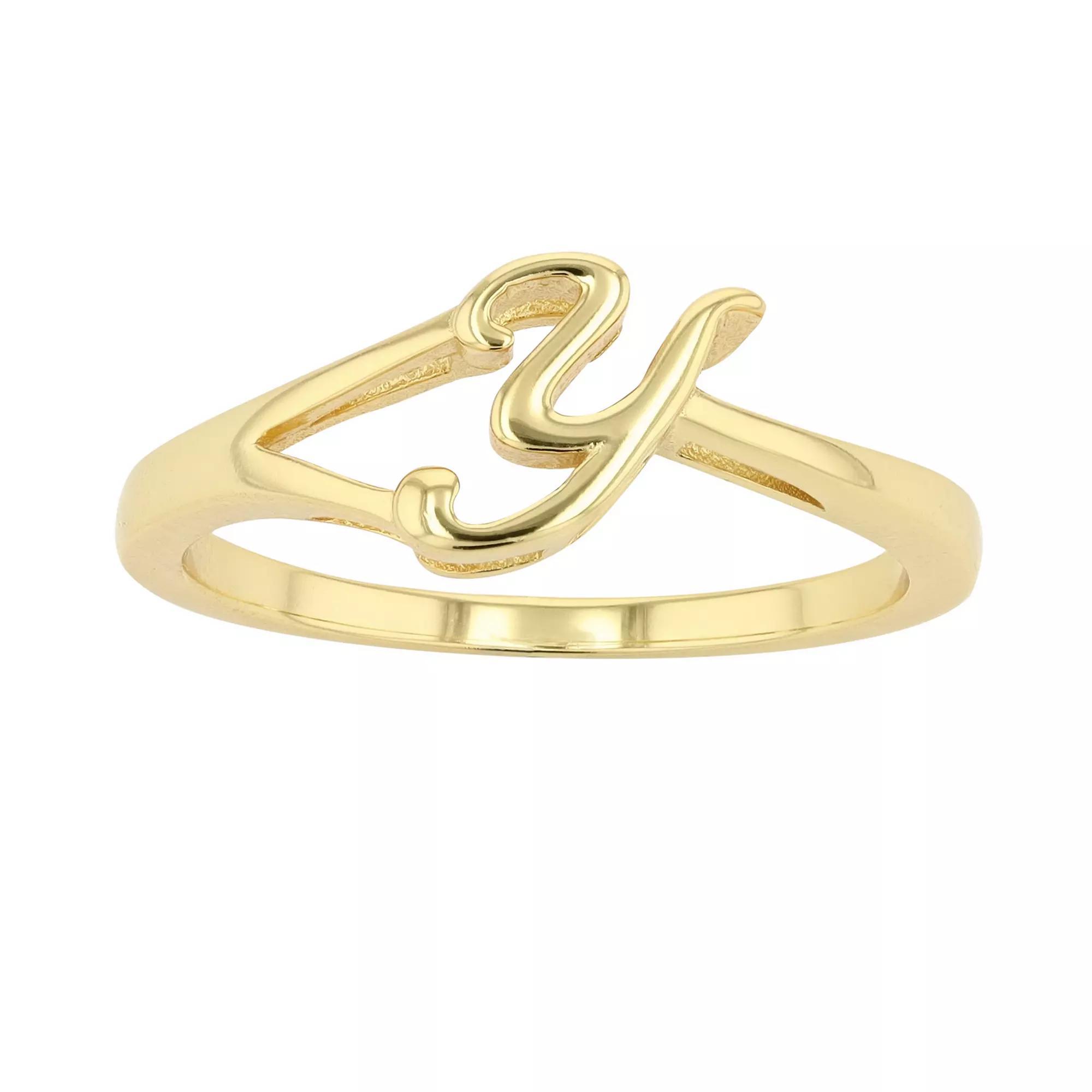 Traditions Jewelry Company 18k Gold Over Silver Script Initial Ring, Womens Product Image