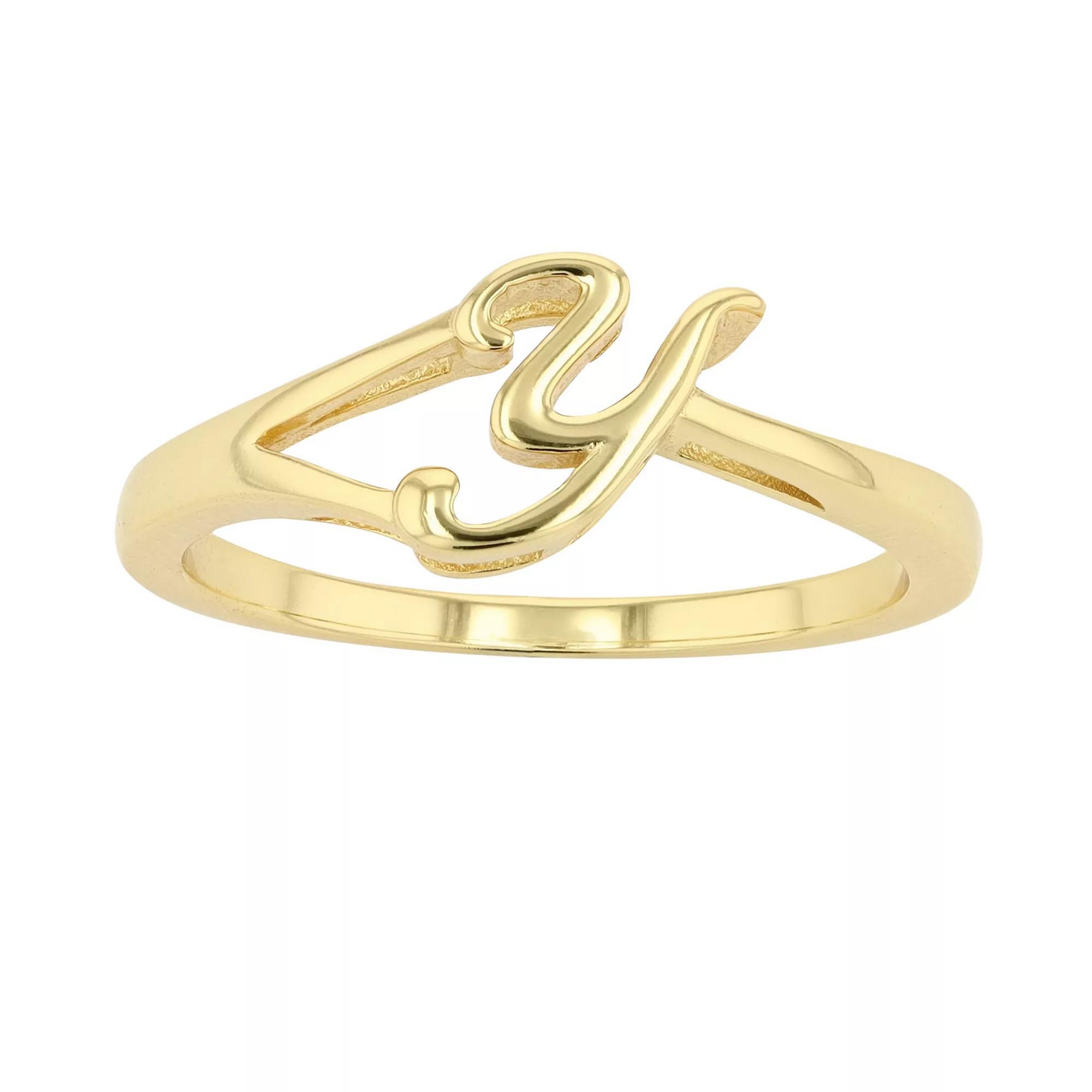 Traditions Jewelry Company 18k Gold Over Silver Script Initial Ring, Womens Product Image
