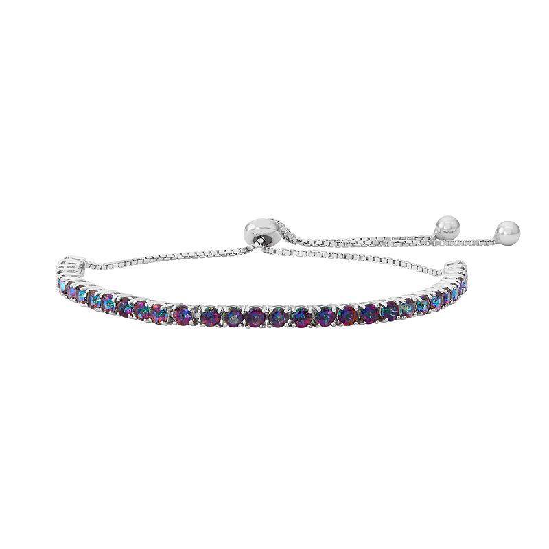 Designs by Gioelli Sterling Silver Mystic Fire Topaz Lariat Bracelet, Womens Multicolor Product Image