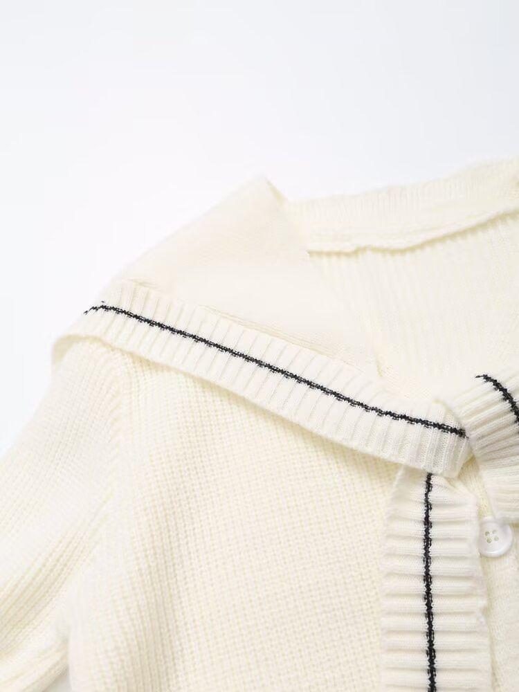 Sailor Collar Two Tone Cardigan Product Image