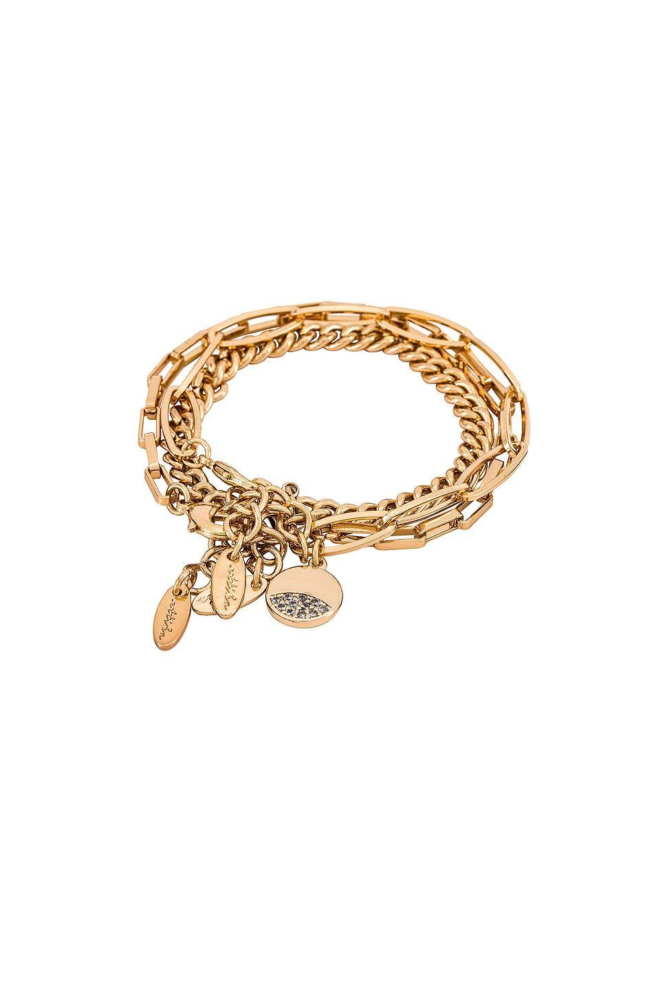 Ettika The Power of Three Pave Disc Link Bracelet in 18K Gold Plated, Set of 3 Product Image