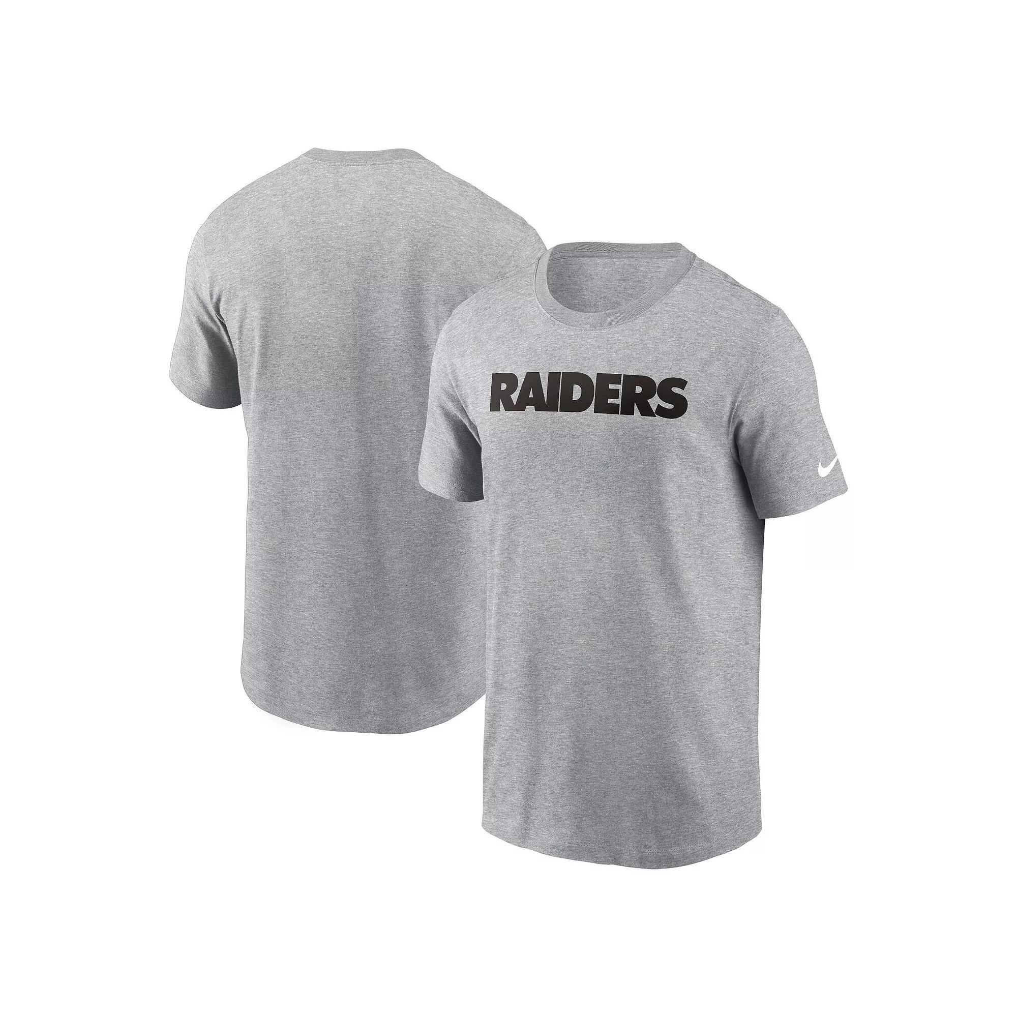 Men's Nike Heather Gray Las Vegas Raiders Primetime Wordmark Essential T-Shirt, Size: Large, Lvr Grey Product Image
