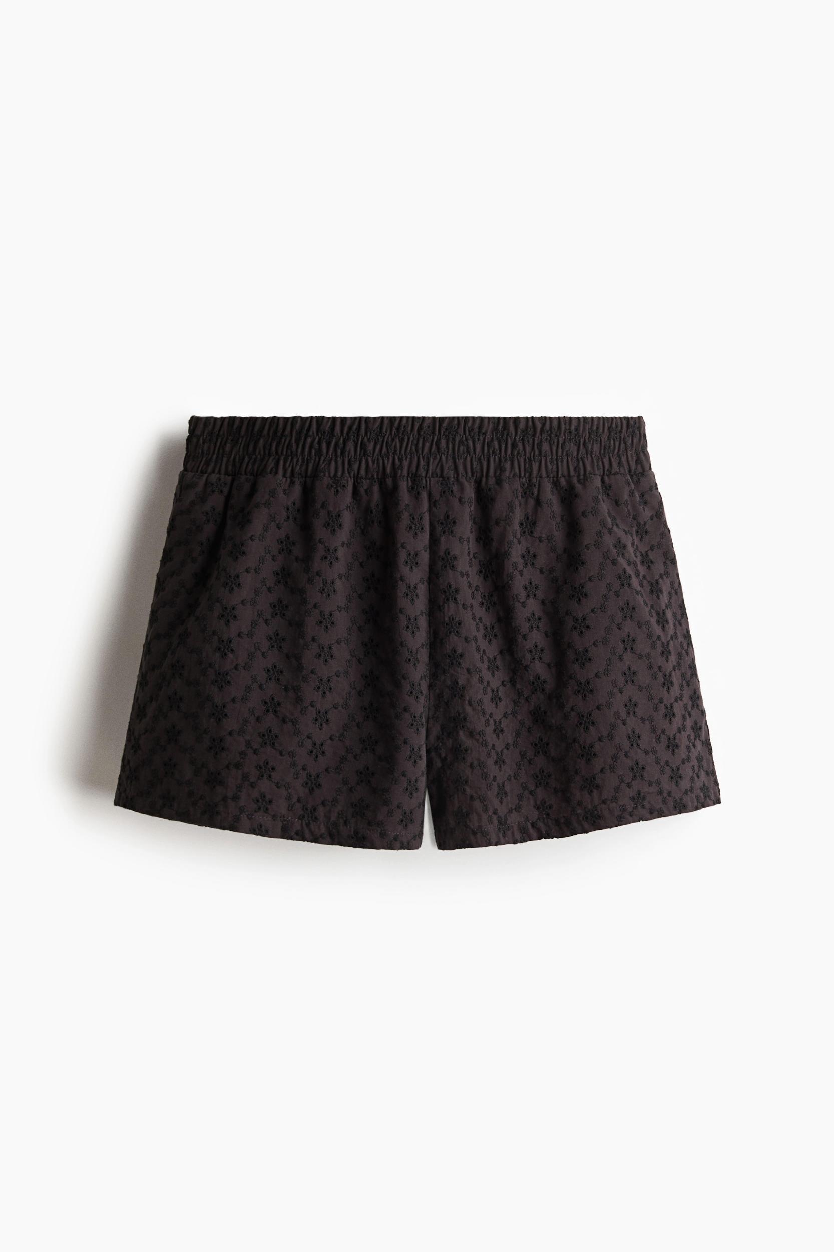 High-Waist Eyelet-Embroidered Shorts Product Image