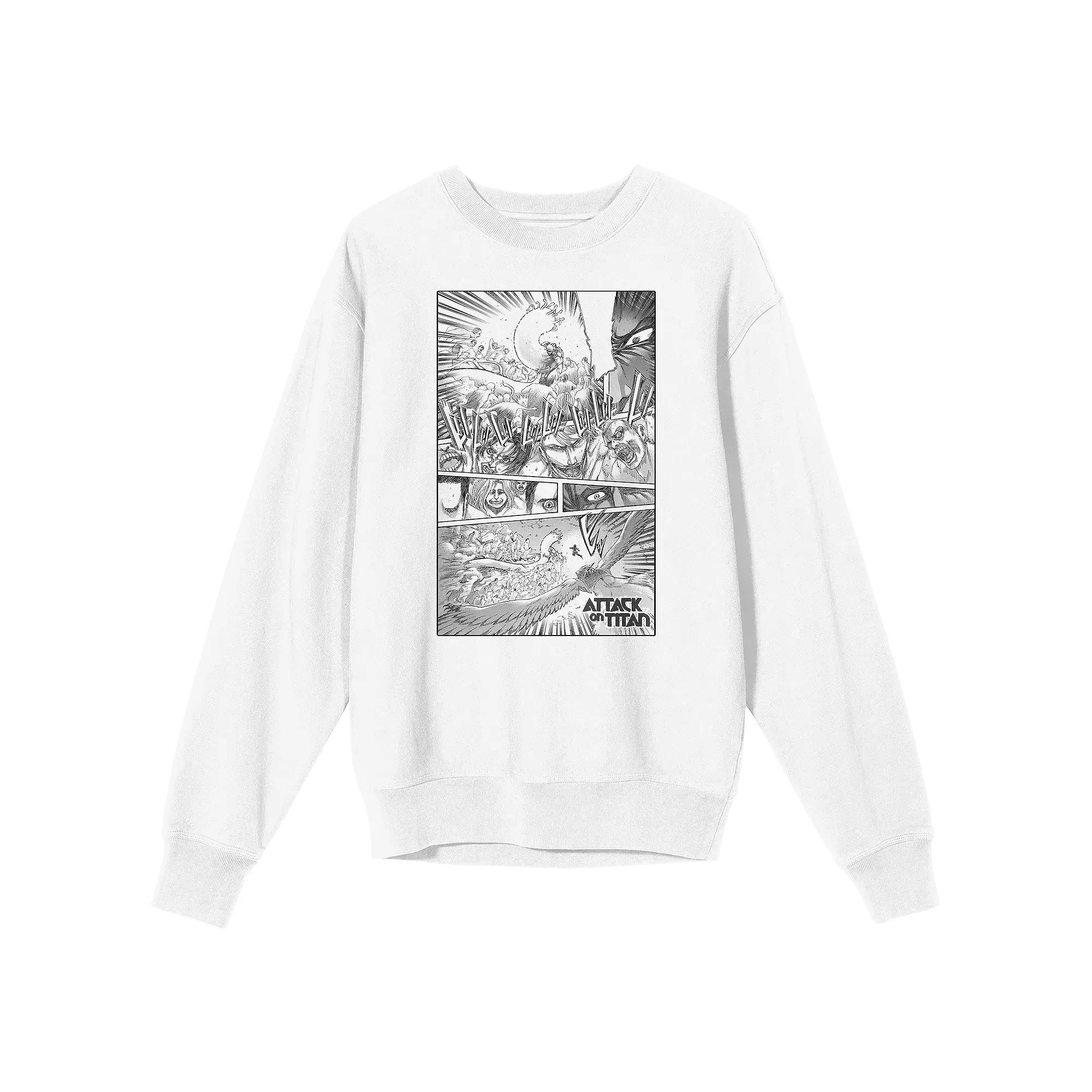 Men's Attack On Titan 9 Titans War Sweatshirt, Size: XL, White Product Image
