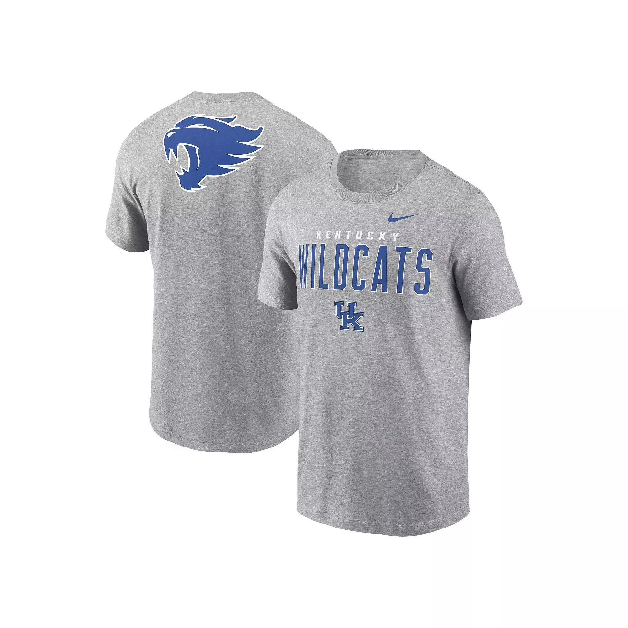 Men's Nike Heather Gray Kentucky Wildcats Campus 2-Hit Primary Mascot T-Shirt, Size: Large, Grey Product Image