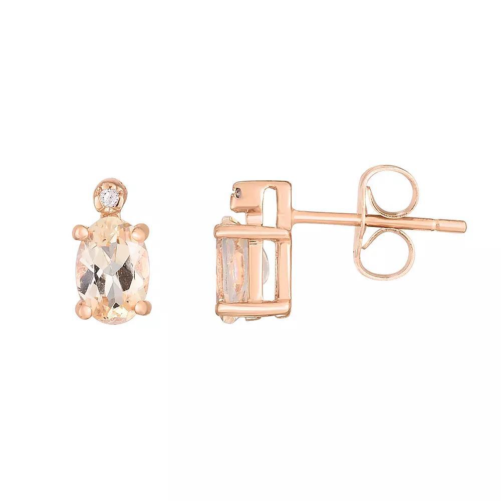 14k Rose Gold Diamond Accent & Topaz Stud Earrings, Women's Product Image