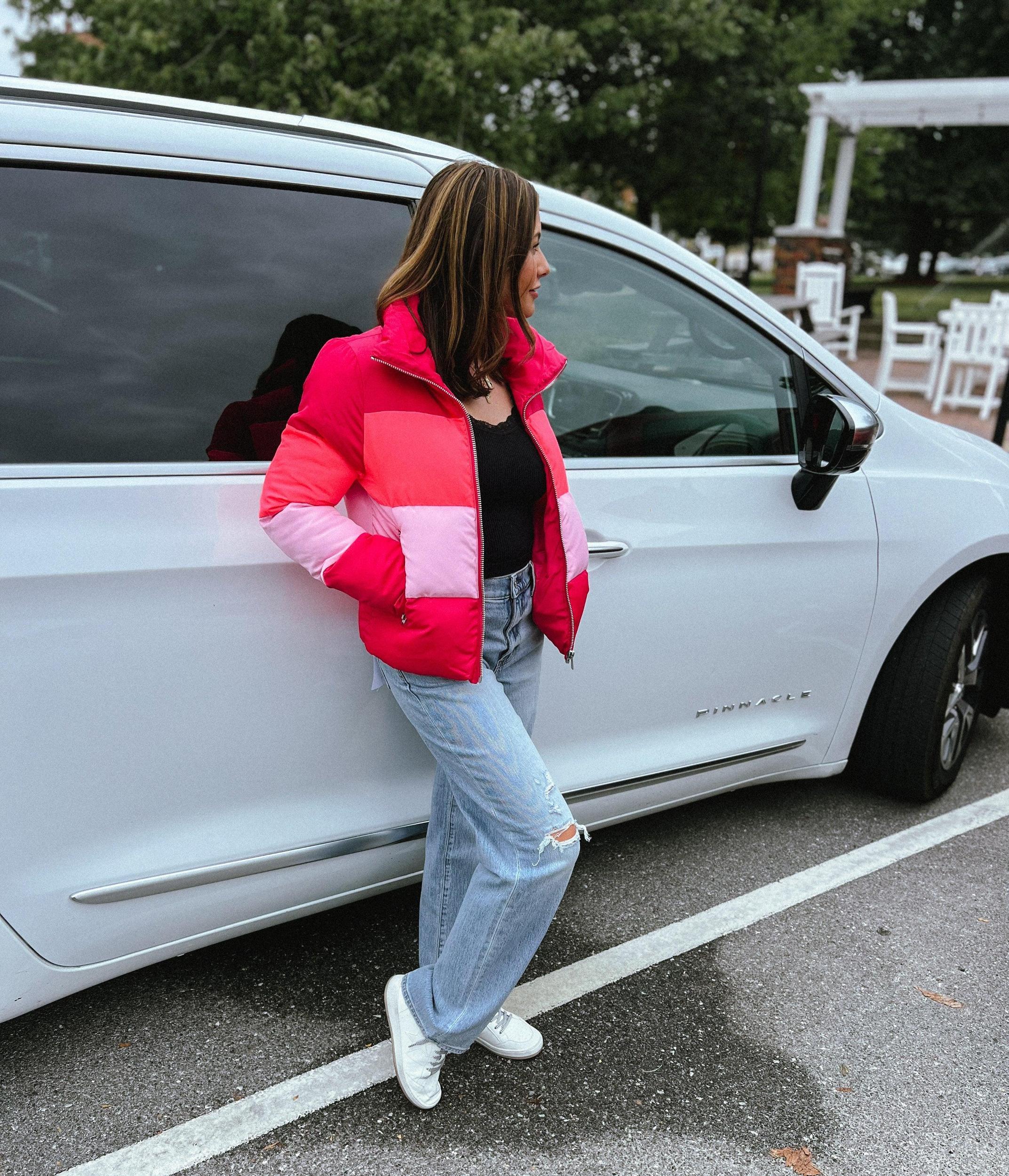 Addison Striped Puffer Jacket in Sprinkles Product Image