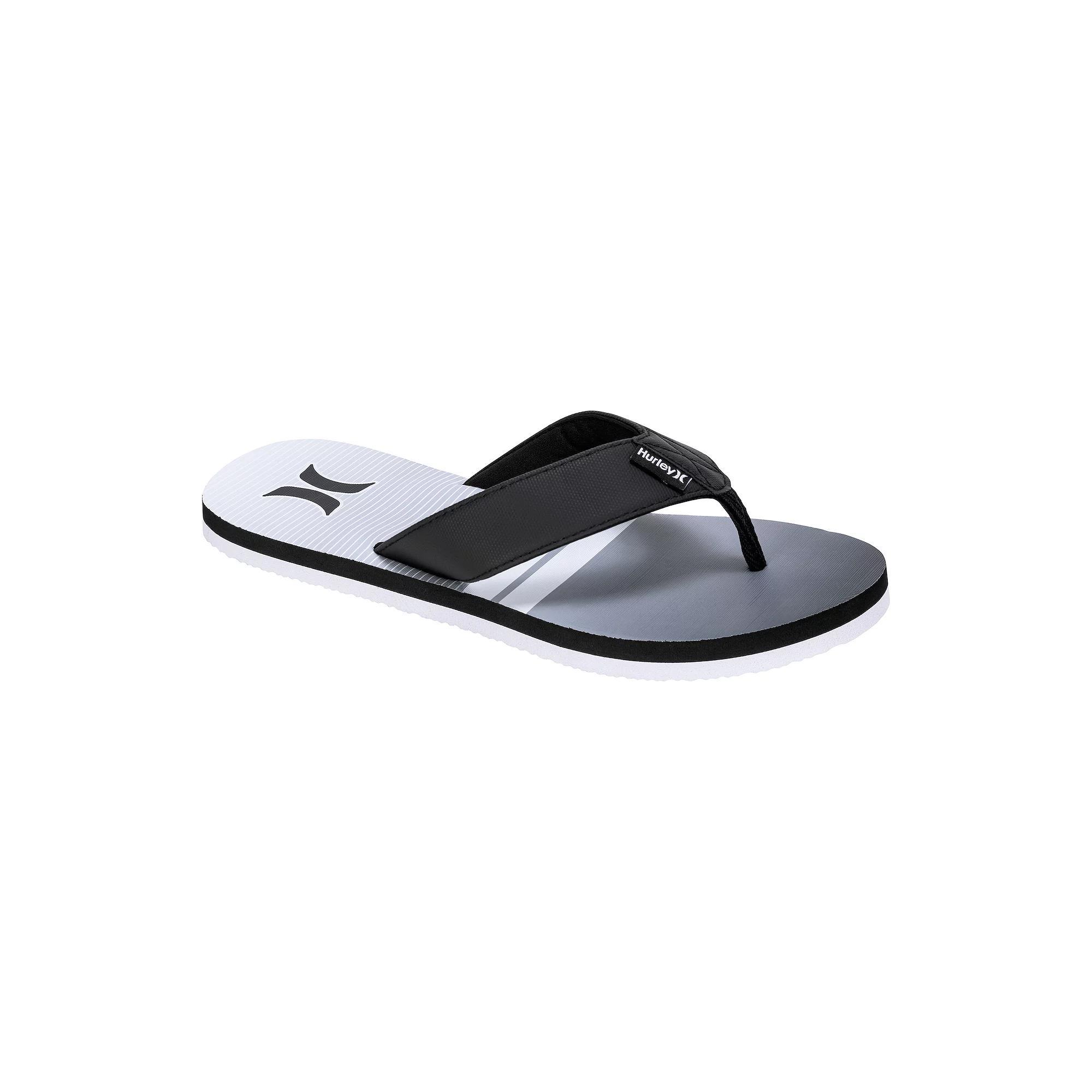 Hurley Layback Men's Flip Flop Sandals, Size: 8, Black White Stripe Product Image