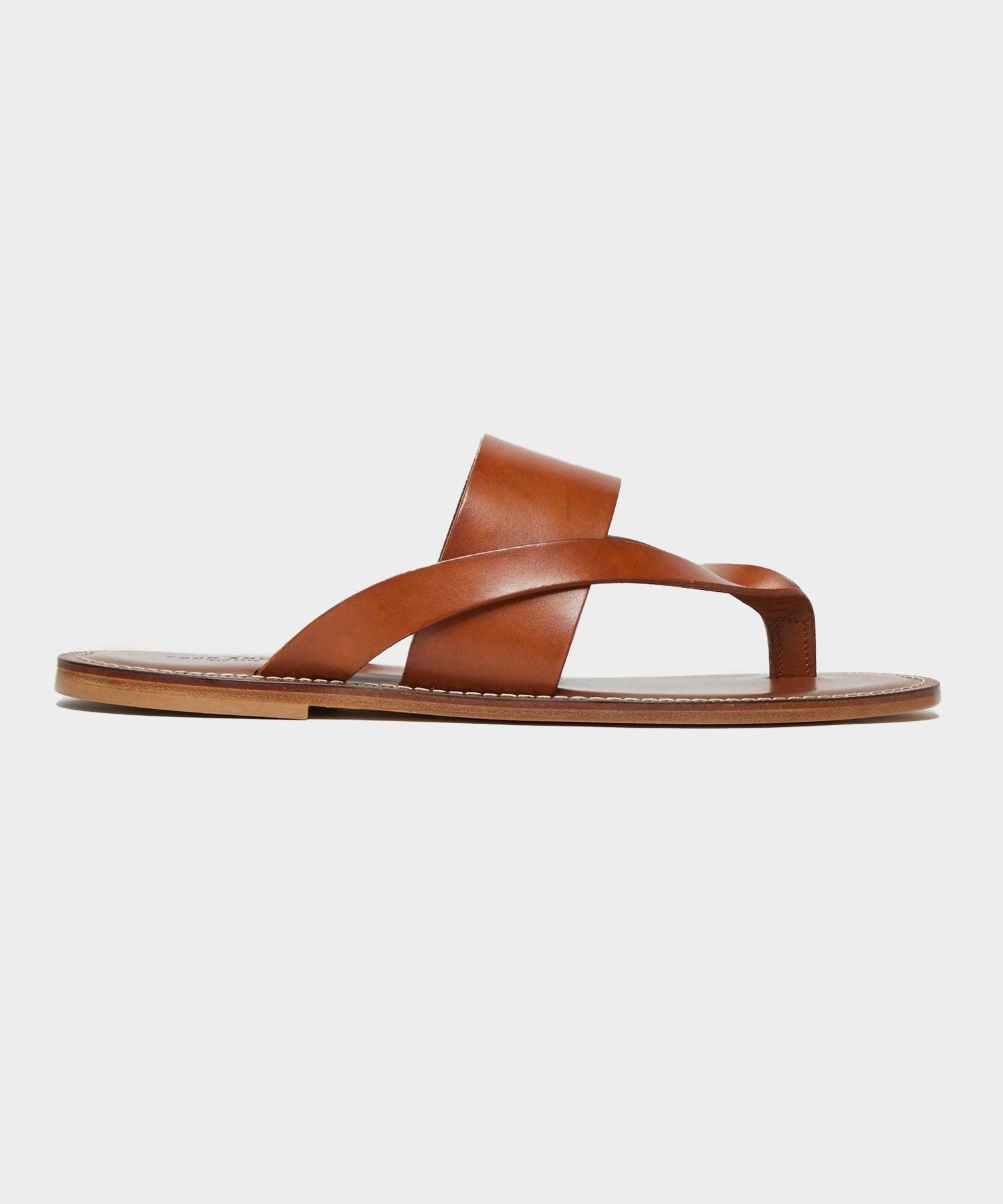 Tuscan Leather Thong Cross Sandal in Warm Cognac Product Image