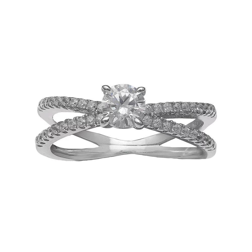 PRIMROSE Sterling Silver Cubic Zirconia Split Shank Ring, Women's, Size: 7, White Product Image