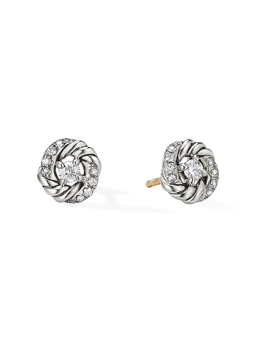 David Yurman Sterling Silver Petite Infinity Stud Earrings with Diamonds Product Image