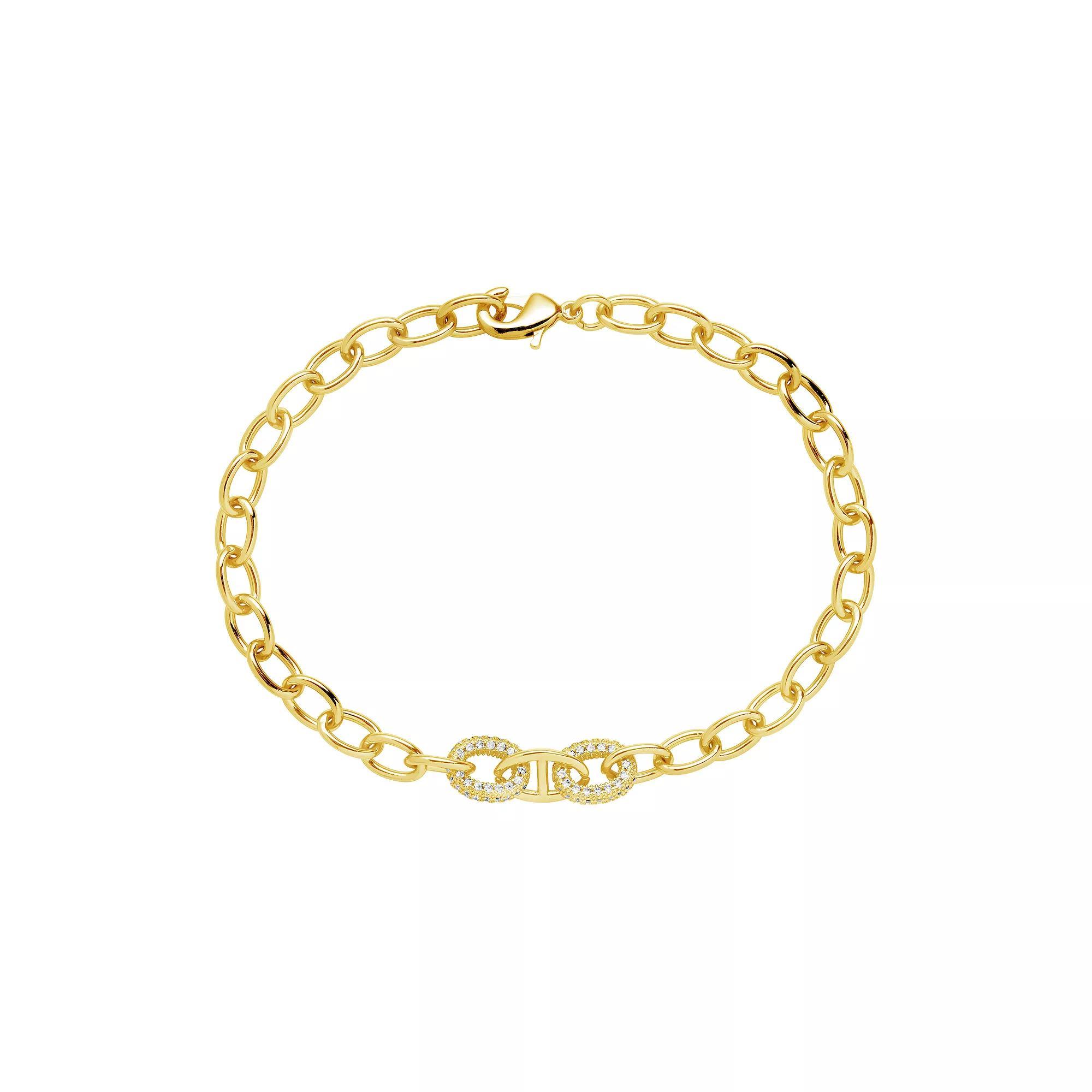 MC Collective Cubic Zirconia Bold Link Bracelet, Women's, Gold Tone Product Image
