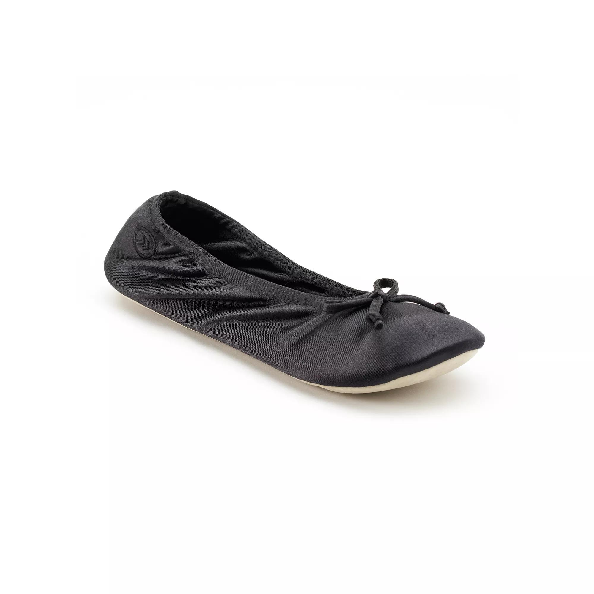 isotoner Satin Womens Ballerina Slippers Evening Brown Product Image