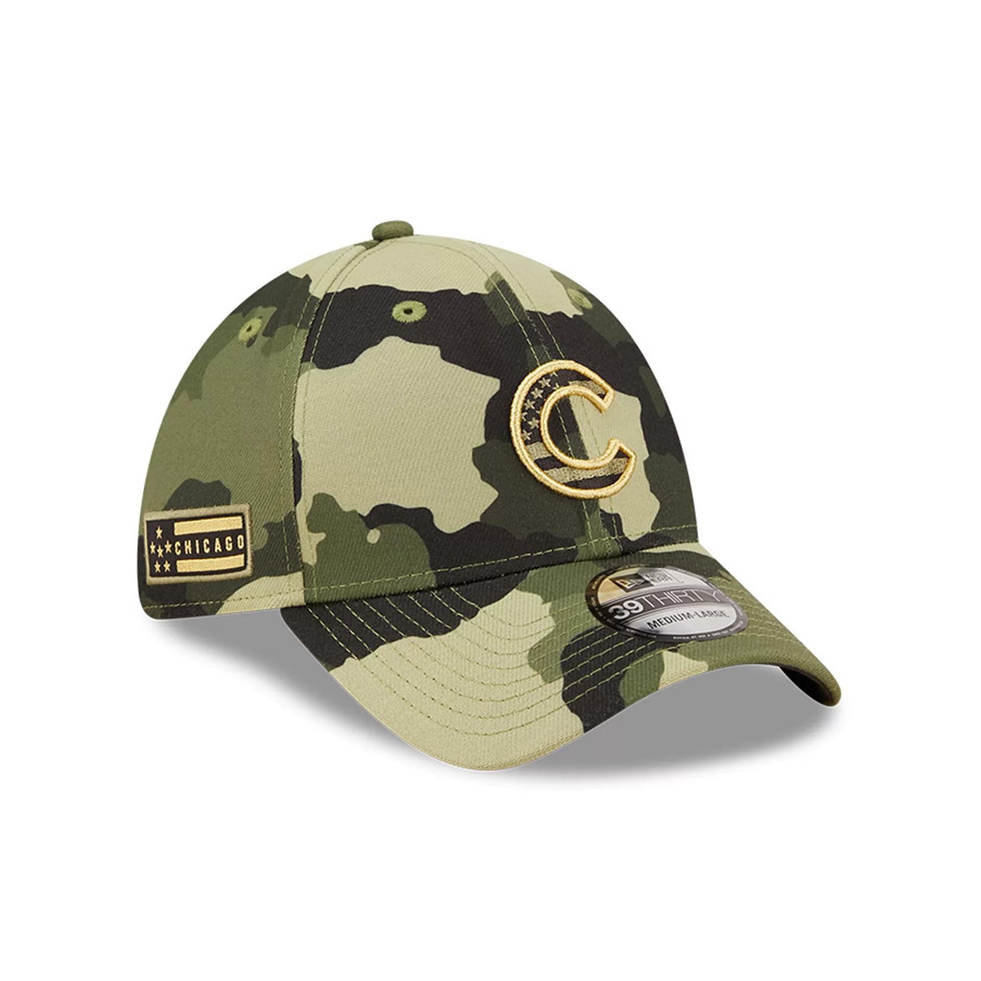 Men's New Era Camo Chicago Cubs 2022 Armed Forces Day 39THIRTY Flex Hat, Size: Medium/Large, Green Product Image