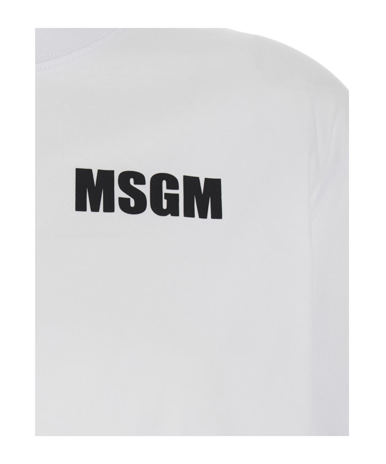 MSGM Cropped Cotton T-shirt In White Product Image