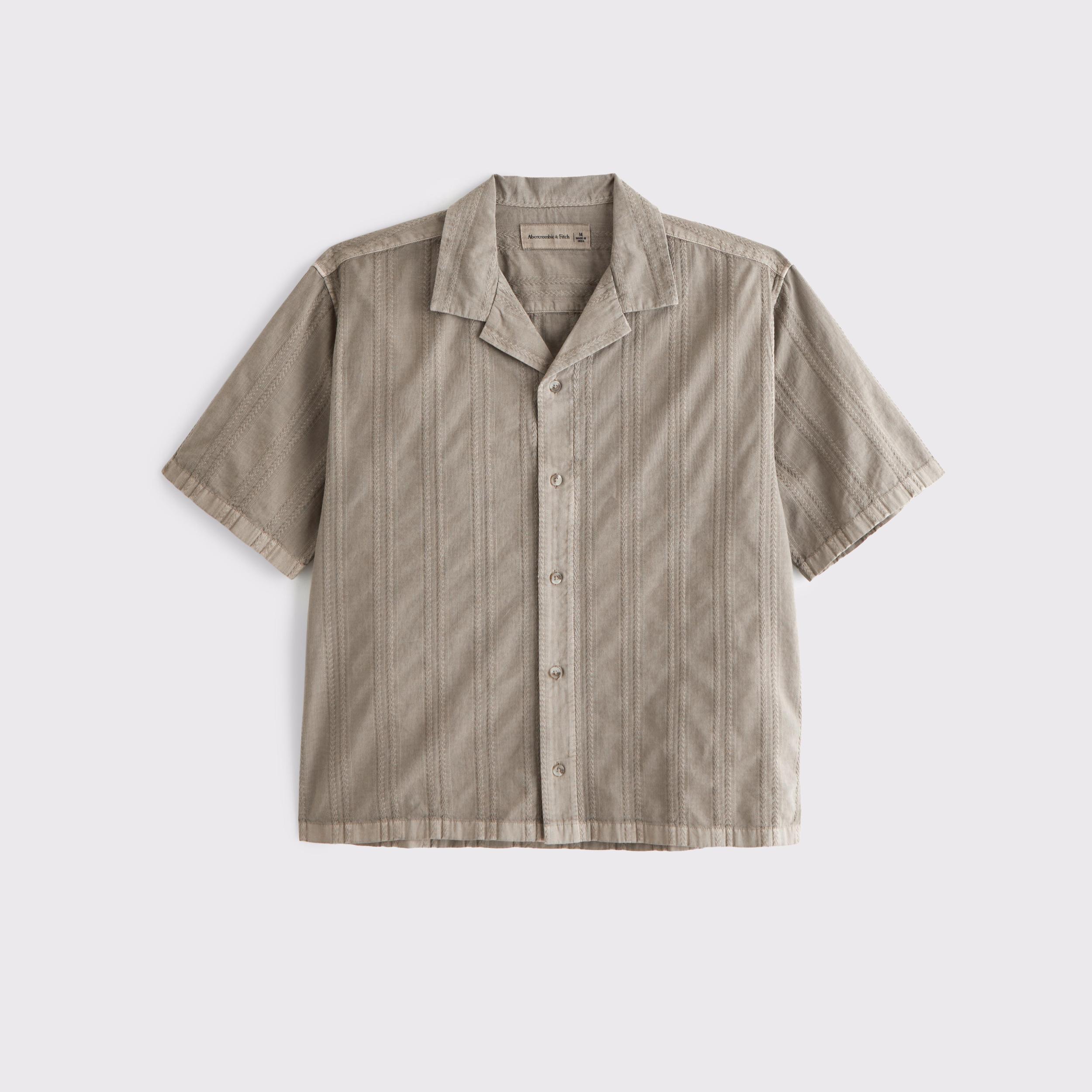 Camp Collar Braided Button-Up Shirt Product Image