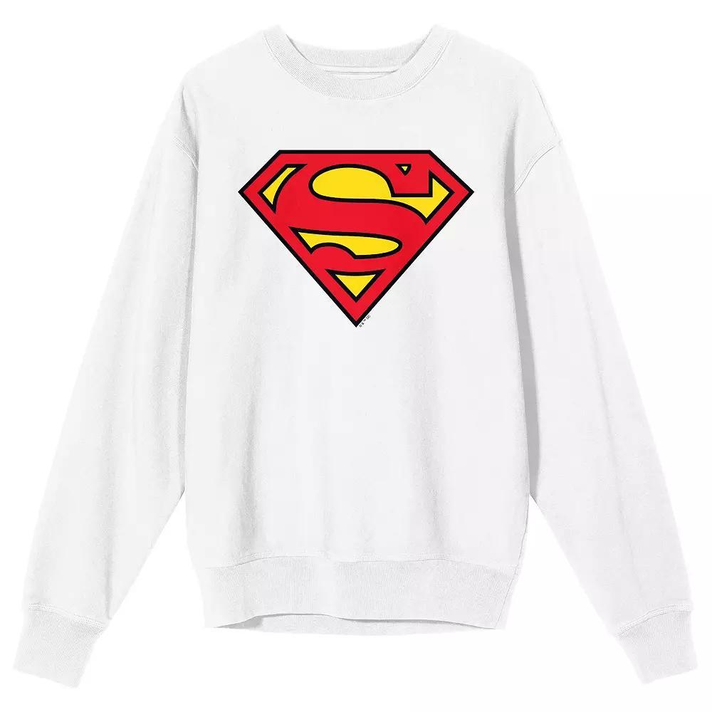 Men's Superman Long Sleeve Tee, Size: Small, White Product Image
