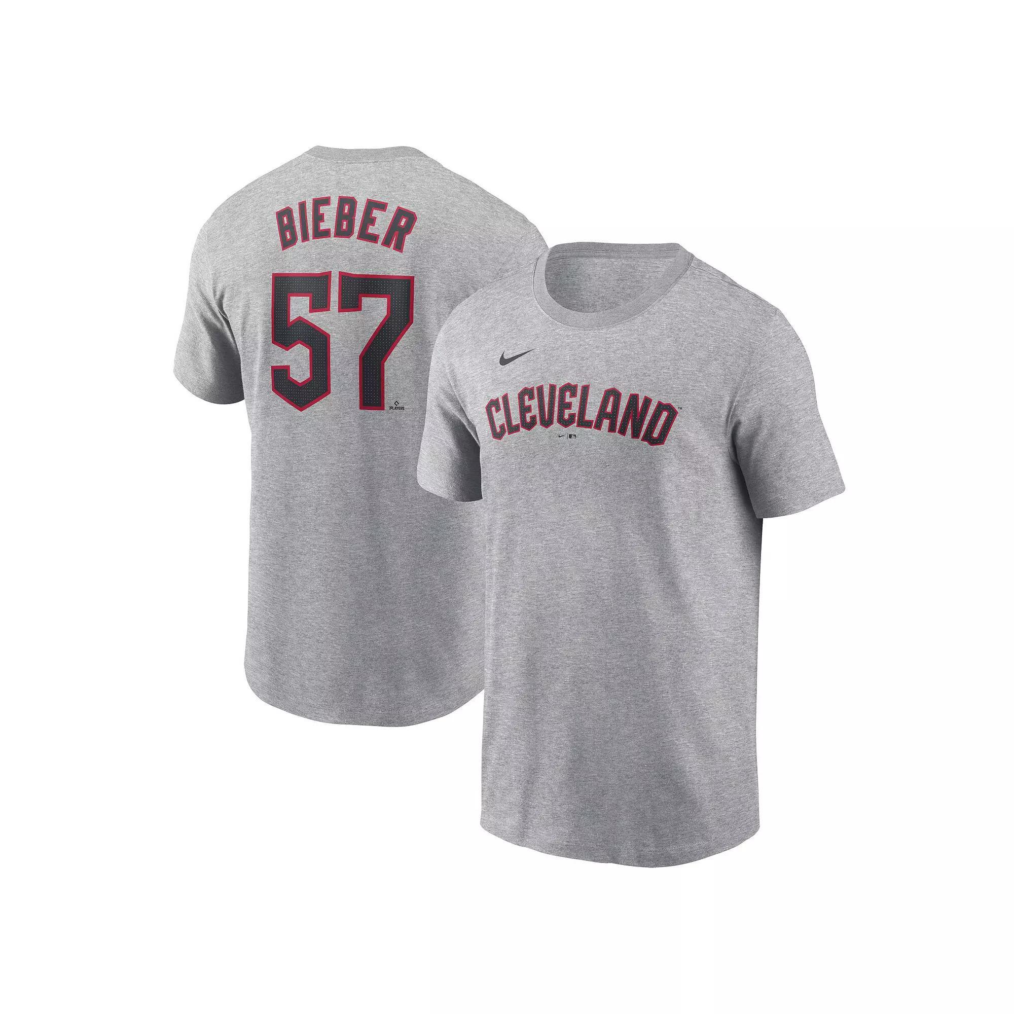 Men's Nike Shane Bieber Gray Cleveland Guardians Fuse Name & Number T-Shirt, Size: 2XL, Grd Grey Product Image