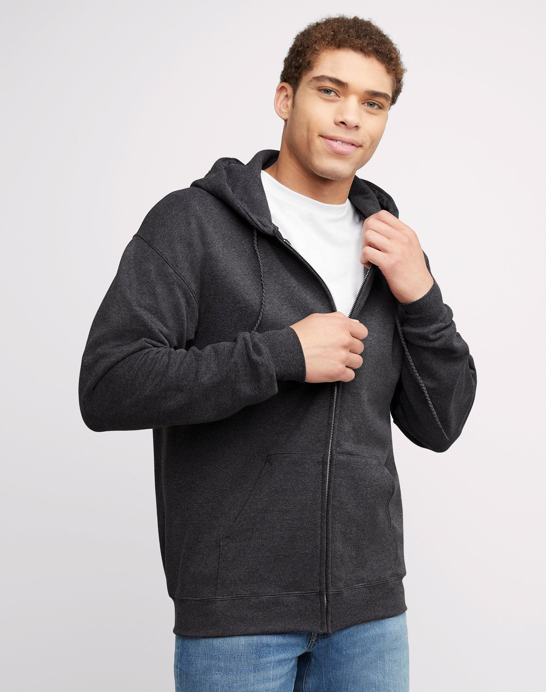 Men's Hanes Ultimate® Fleece Full-Zip Hoodie, Size: Large, Light Silver Product Image