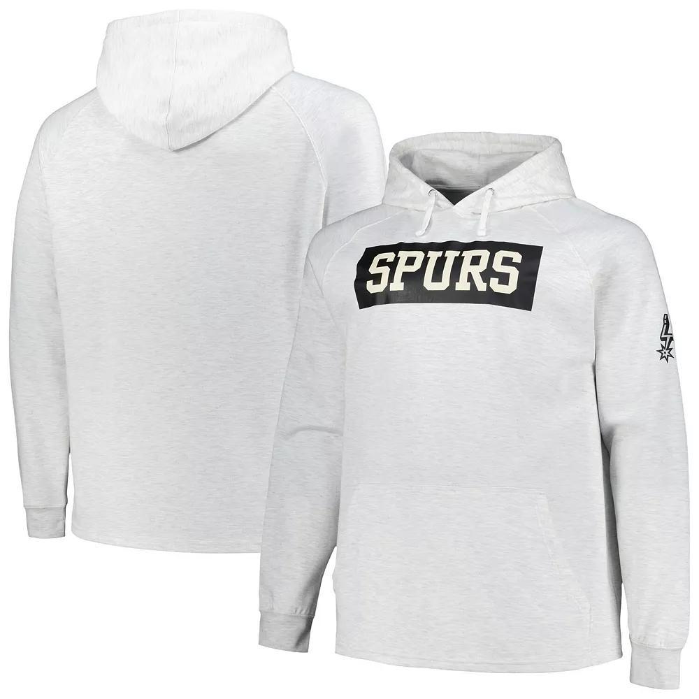 Mens Fanatics Ash San Antonio Spurs Big & Tall Raglan Tri-Blend Pullover Hoodie Product Image